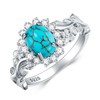 DOLIOX 8x6MM Genuine Turquoise Stone Rings, Sterling Silver Nature Native