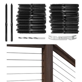 Muzata 120 Pack 1/8" Black Cable Railing Hardware Kit Swage Lag Screws Left and Right Handed Thread for Wood Post T316 Stainless Steel Deck Cable Railing System 60 Pairs CK17