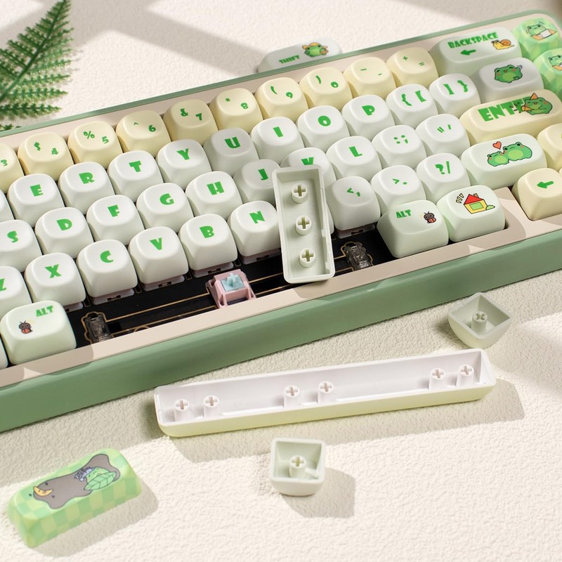 Sumgsn PBT Keycaps, Moa Profile Keycap, Cute Round Kawaii Keyboard