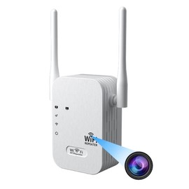 GoGo electronics Cámara de Seguridad WiFi Full HD 1080p en Repetidor de Señal, Video en Vivo, Vigilancia, Detector de Movimiento, MicroSD hasta 32 GB,