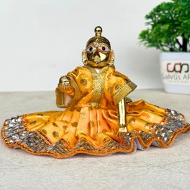Salvus App SOLUTIONS Beautifully Handmade Yellow Laddu Gopal Poshak/Dress 13cm