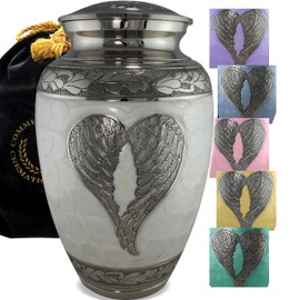 Commemorative Cremation Urns for Human Ashes Adult Female Cremation Urn for Ashes for Women - Personalized Decorative Urns - Beautifully Handcrafted Urn for Women (Large White Angel)