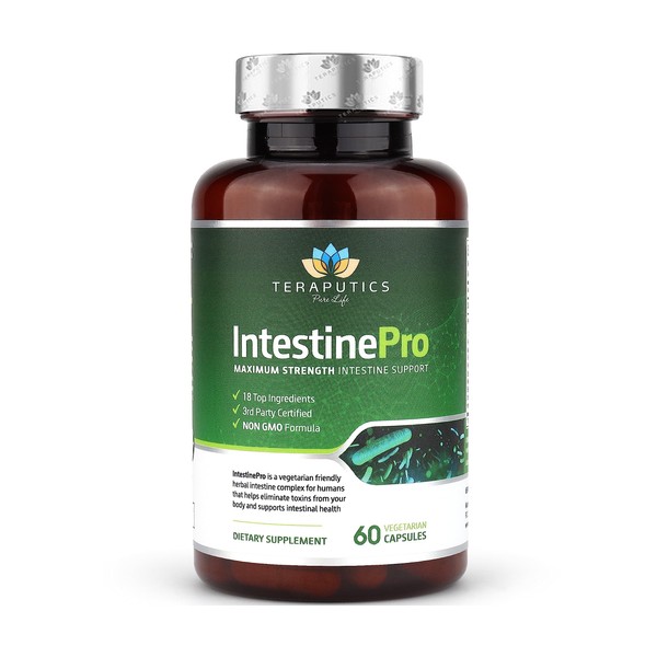 Teraputics IntestinePro Intestinal Detox Cleanse for Humans - 18 Ingredient Herbal Para Complex Including Black Walnut Hull & Wormwood - Supplement for Intestine Support with 60 Vegetarian Capsules