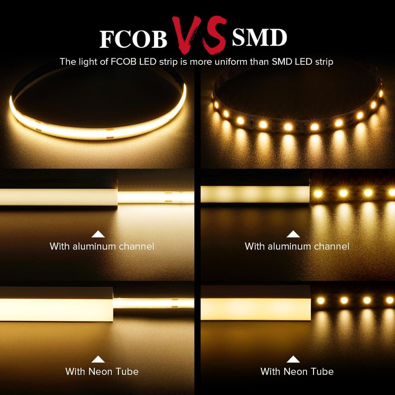 BTF-LIGHTING FCOB COB LED Strip Flexible High Density Uniform Light