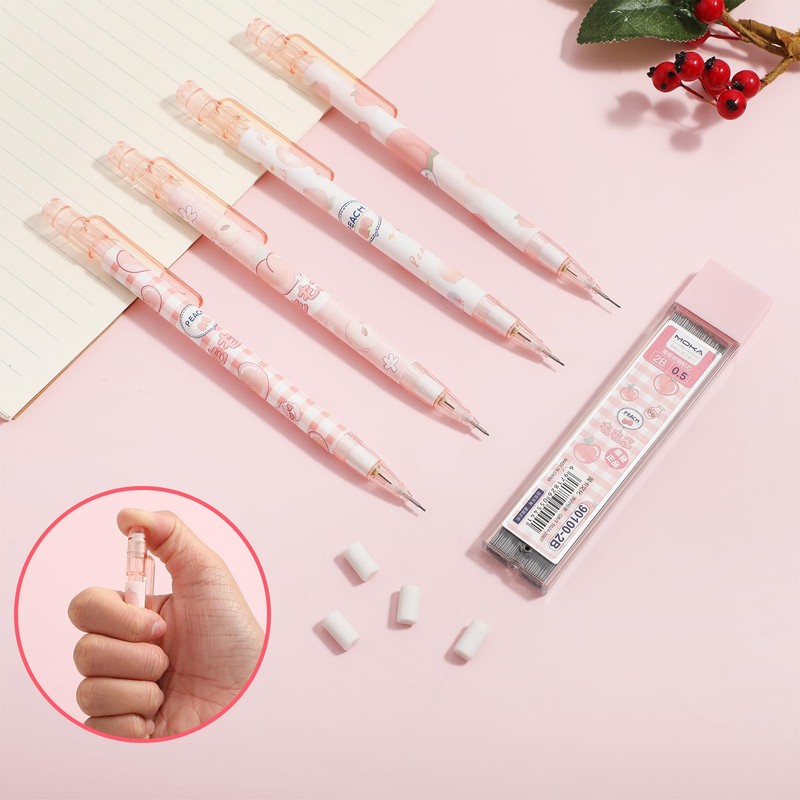 Mabor 4 Pcs Cute Mechanical Pencil Set Including 0.5mm Pastel