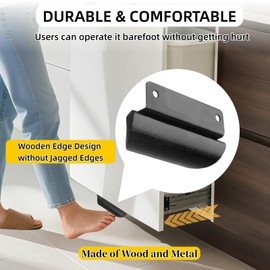 HAVXJAN Cabinet Foot Pull for Trash Drawer, 2 Pack Hands Free Trash Opener, Adhesive Cabinet Handles for Full Overlay Cabinet Doors in Kitchens, Laundry Rooms and Closet (Black)