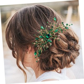 LALADEFIEE Comb Green Hair Accessories, Green Rhinestone Hair Comb, Rhinestone Hair Comb, Hair Ornament, Hair Clip, Wedding Headpiece, Wedding Hair Comb, Zinc Alloy, Green