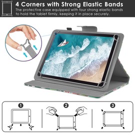 KATUMO Universal Case for All 10 inch Tablet,Cover for 10.1 inch Tab, Travel Portable Protective Folio Leather Stand Shell for All Kinds of 9.6-10.5 inch Android/iOS/Windows Tablet