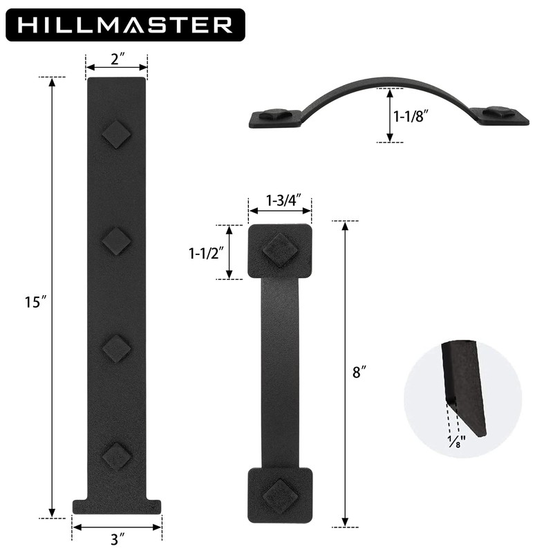 HILLMASTER Garage Door Magnetic Decorative Hardware, 6 Pieces Rectangle Garage