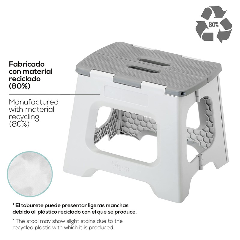 Vigar Compact Foldable Stool, 16 inches, Lightweight, 330-pound Capacity Non-Slip