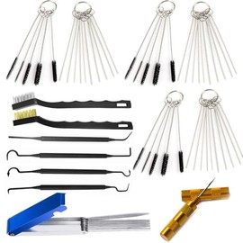 Kit de herramientas de limpieza de carburador, juego de limpiador de puntas de antorcha de aerógrafo, incluye 2 cepillos de cabeza única, 30 agujas, 15 cepillos de nailon, 13 cables de limpieza, 1