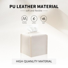 wyewye Tissue Box, PU Leather Tissue Box Holder, White