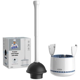 MR.SIGA Desatascador para Inodoro con Soporte, Resistente para Baño, Blanco