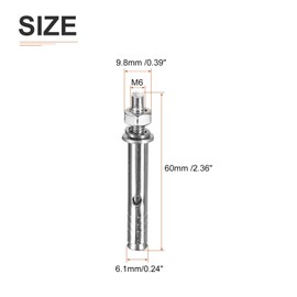 DTGN M6 x 60 Expansion Bolts - 8Pack- Good for Concrete Dry Brick Block Walls - 304 Stainless Steel - Silver