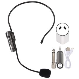 T‑1 UHF Wireless Microphone Headset 3.5mm Plug Wireless Headset Mic with 6.35mm Adapter for Amp PA System 100‑240VAU Plug
