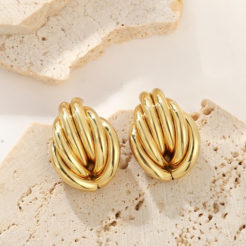 14 Karat vergoldete, klobige Goldohrringe, geometrische Tropfenohrringe für Frauen, große