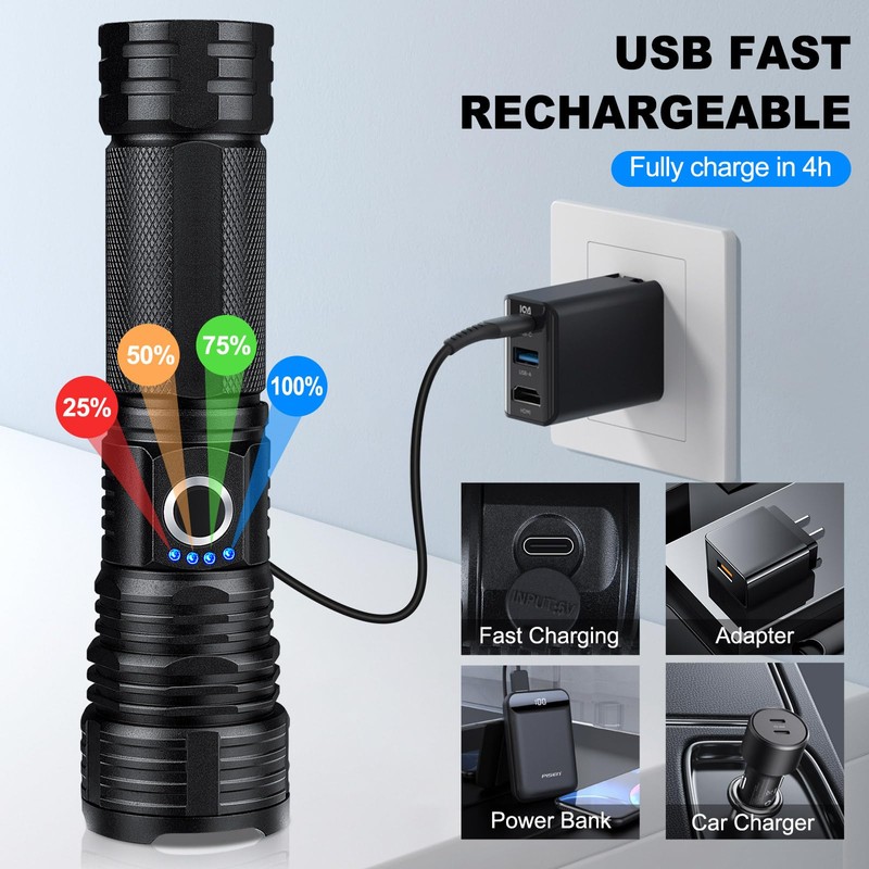Rechargeable Flashlights High Lumens, 2Pack 99000 Lumen Super Bright LED