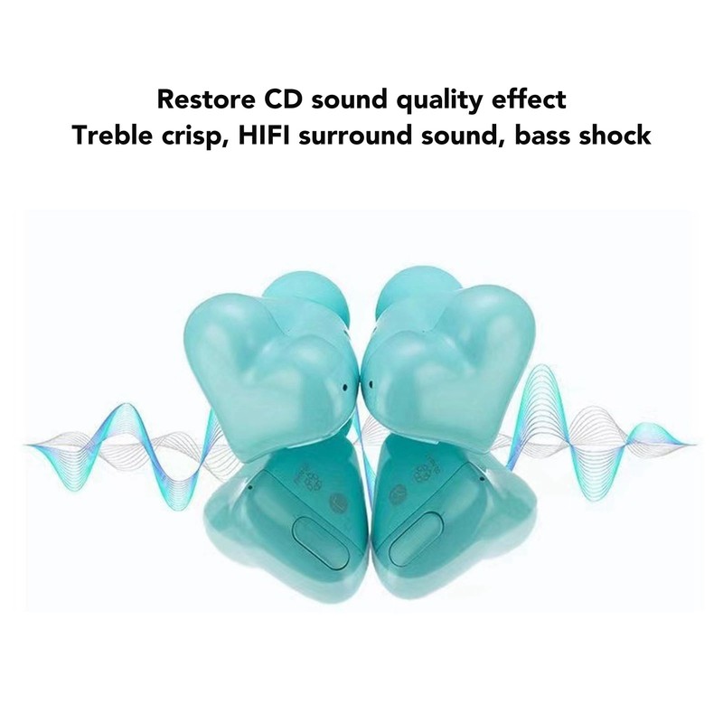 Heart Shaped Earbuds Cute Wireless Bluetooth5.3 Headphones Lightweight Noise Reduction