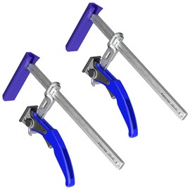 KARRYTON 8" Ratcheting Table Clamp, Quick Release Track Saw Clamps for MFT/Guide Rail System, 2-1/2" Throat Depth, 600LB Clamping Force w/Foot Cover and Non-Marring Pad(2-Pack)