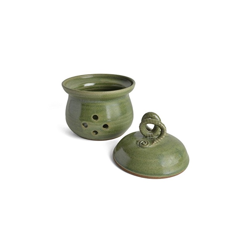 MudWorks Pottery White Daisy Garlic Keeper, Handmade in the USA