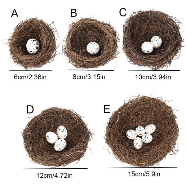 Kryoflare Artificial Bird Nest with Eggs, 3.14 inch Decorative Twig
