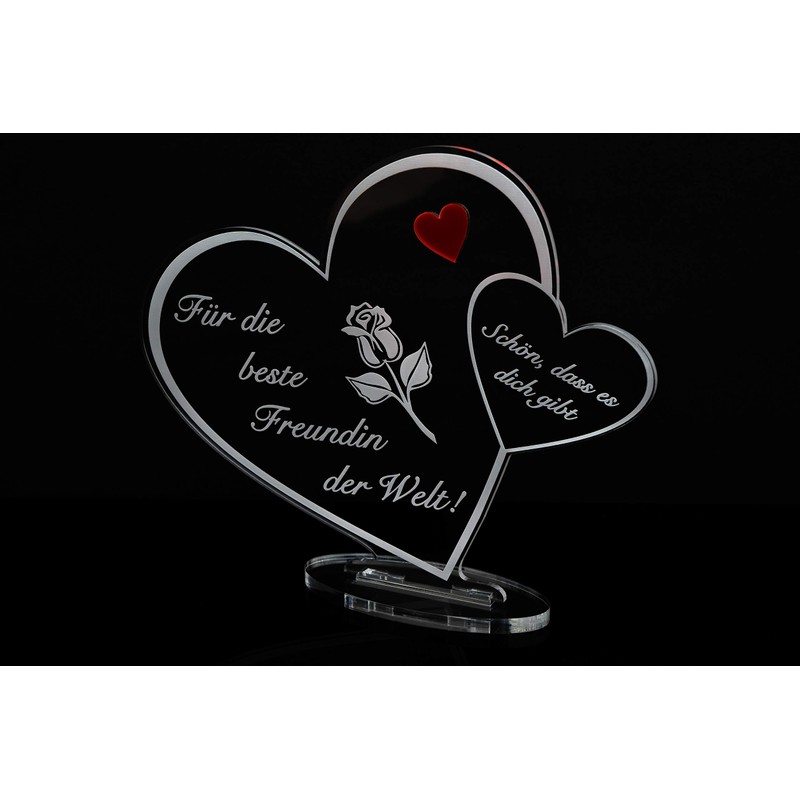 Acrylic Heart Sign "Für die beste Freundin der Welt" [German