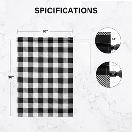 Simple Deluxe Buffalo Plaid Check Kitchen Tier Curtains, Short Small Window Gingham Curtain for Cafe, Bathroom, Kitchen Rod Pocket Curtains, 26'' W x 36'' L, Black and White