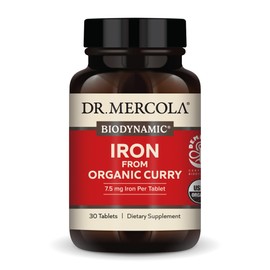 Dr. Mercola Iron from Organic Curry, 30 Servings (30 Tablets), 7.5 mg Iron Per Tablet, Dietary Supplement, Supports Immune Health, Regenerative, Certified USDA Organic, Non-GMO