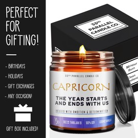 33RD PARALLEL CANDLE CO. Capricorn Zodiac Candle, Scented 9oz Soy Wax Candle, Gift Box Included