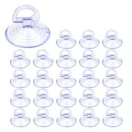 UHANBUT 24PCS Car Glass Windshield Sunshade Suction Cups, Mini Pull Ring Automotive Window Sucker Hook, PVC Vehicle Sun Visor Adsorption Holder for Car, Bathroom, Kitchen (Clear/Suction Cup)