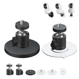 ZT-NET 24lb Magnetic Camera Mounting Base with Mini Ball Head, Super Strong Rubber Coating Neodymium Magnet with 1/4’’-20 Male Thread Stud for Mobile/Security Cameras (2 Pack, Black)