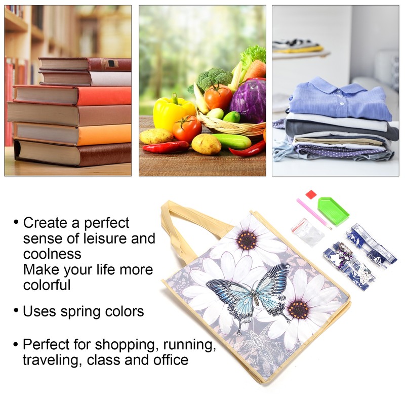 Diamond Painting Shopping Bag Reusable with Handles DIY Foldable Tote