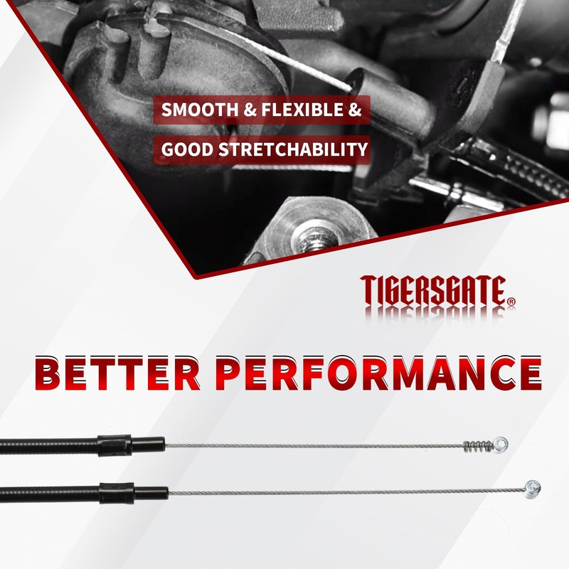 TIGERSGATE 42.3" Black Vinyl Stainless Steel Braided Extended Throttle and
