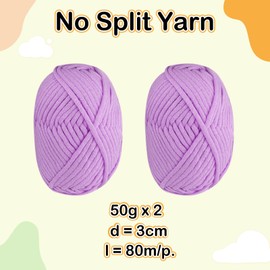 Chunky Yarn for Crochet,Cotton Yarn Thick Wool for Crochet 2x50g Crochet Yarn for Beginners Amigurumi Yarn,Easy Crochet Starter Kit Purple Yarn