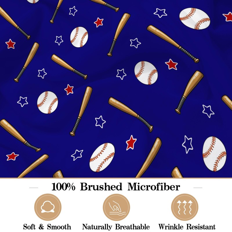 Allenjoy Baseball Ball Bat Sports Games Sheets Set with Fitted