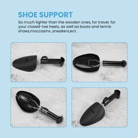 Happysnow 5 Pairs Practical Plastic Length Adjustable Men's Shoe Tree Stretcher Boat Holder Organisers (5 Pairs Black), black