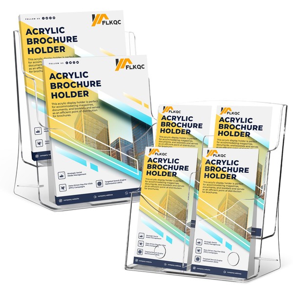 FLKQC Brochure Holder 8.5 x 11 Inch, 2 Tier Brochure