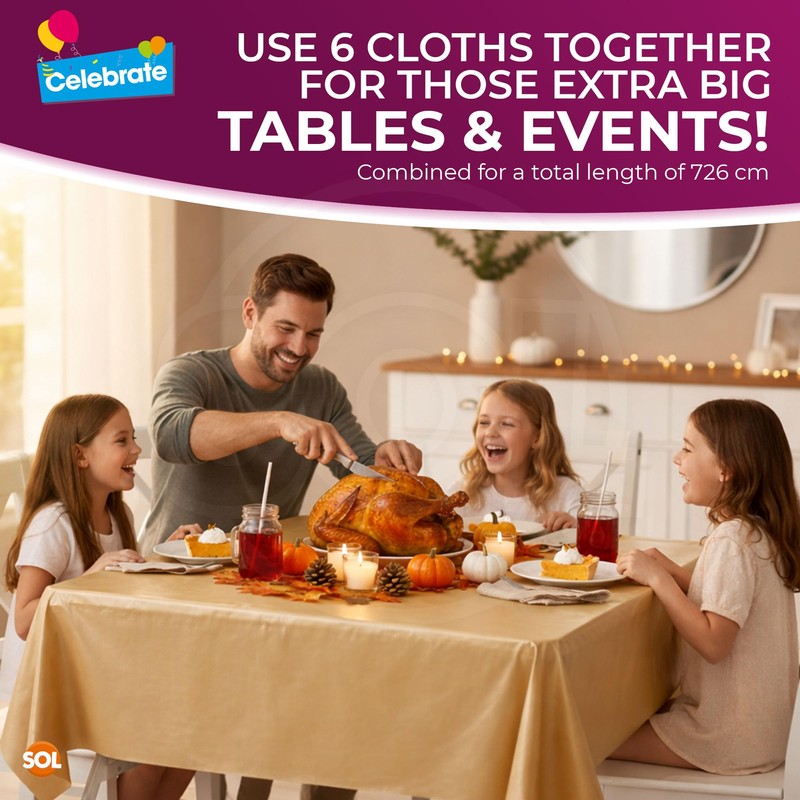 SOL 6pk Gold Square Table Cloths 121 x 121cm -