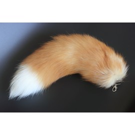 HonestShop 16.5' Supper Huge Fluffy Golden Yellow Fox Tail Fur Cosplay Toy Alopex Lagopus Handbag Accessories Key Chain