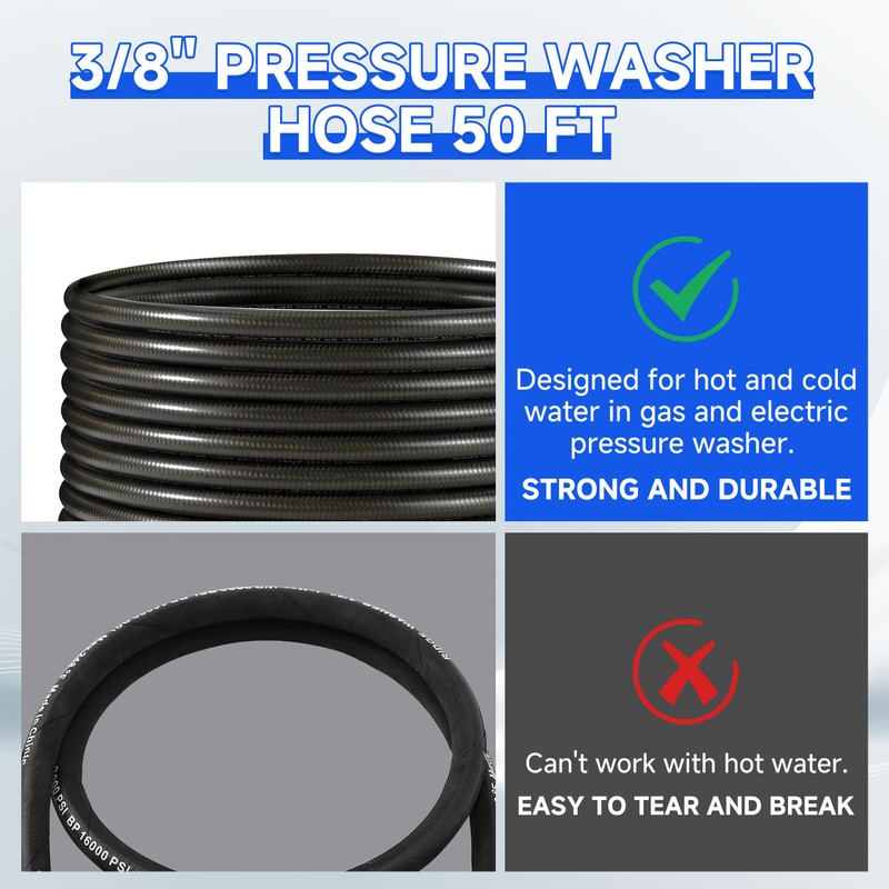 RIDGE WASHER Pressure Washer Hose 50 Feet X 3/8 Inch