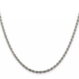 GlittersandGold Sterling Silver 2.25mm Diamond-cut Rope Chain Necklace