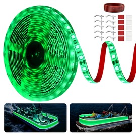 JUIOHAKY Marine LED Strip Lights Boat Lights for Night Fishing Boat LED Strip Lights 12V Waterproof, LED Boat Lights Interior Boat Deck Lights for Pontoon, Kayak, Jon Boat, Bass Boat (Green, 16.4ft)