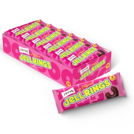 Joyva Original Jell Rings | Box of 24, 3 Packs | Sweet Jell Center with Smooth Dark Chocolate Coating | Kosher Parve | Free of Dairy, Gluten, Soy, and Preservatives