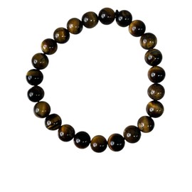 kristalglobe Natural Crystal Bracelets for Women and Men 8mm, Tigers Eye Gemstone Beaded Bracelets, Round Gemstones Stretch Bracelet, Yoga Bracelets Jewelry, Brown Healing Bracelet