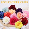 Pack of 8 Colourful Rose Hair Clips for Women, Hawaiian