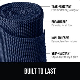 GORILLA GRIP GORILLA GRIP powerGRIP Drawer Shelf and Cabinet Liner, Thick Strong Hold, Non-Adhesive Liners Protect Kitchen Cabinets and Cupboard, Bathroom Drawers, Easy Install, Breathable Mat, 12" x30', Navy Blue