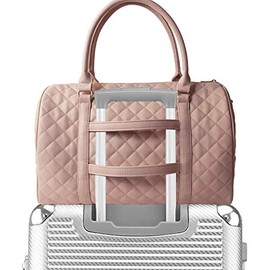 Womens Quilted Weekender Duffle Carry Bags Overnight Travel Handbag Shoulder Tote Trolley Handle Luggage TSA Approved Bag Quad Duffle 43 (Pink-03)