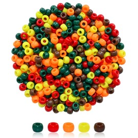 Looconi 1000pcs Fall Pony Beads, Autumn Thanksgiving Pony Beads for Hair DIY Crafts Thanksgiving Autumn Party Decoration Supplies