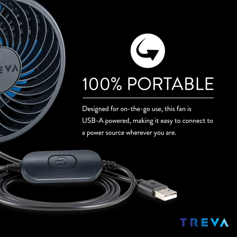 Treva 3.5 Inch USB Powered Fan with Suction Cup, 3