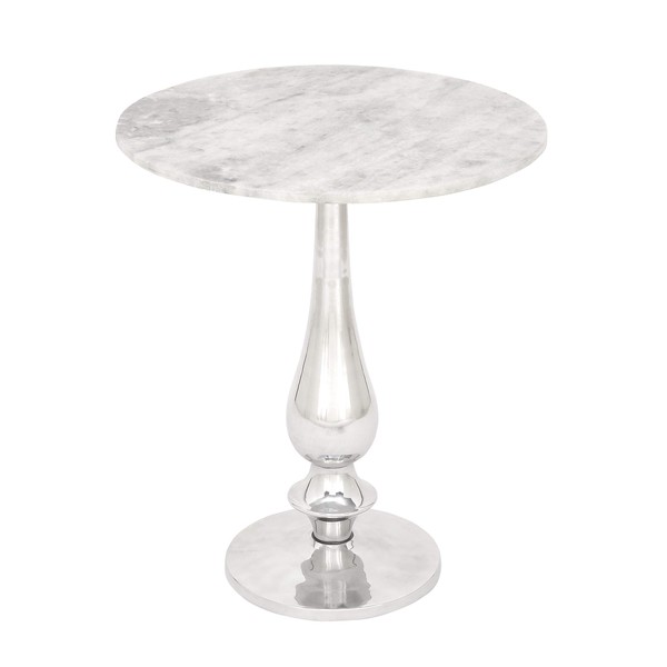 Deco 79 Marble Accent Table with Marble Top, 20" x 20" x 24", White